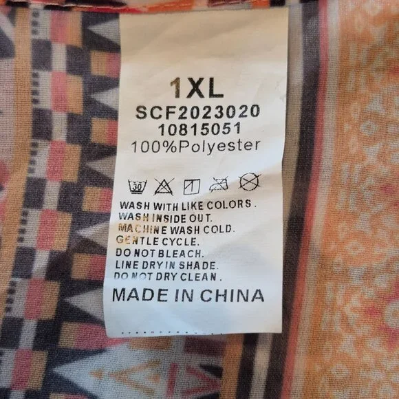 Orange Peach Patchwork Kimono Duster Size 1X - Picture 3 of 3